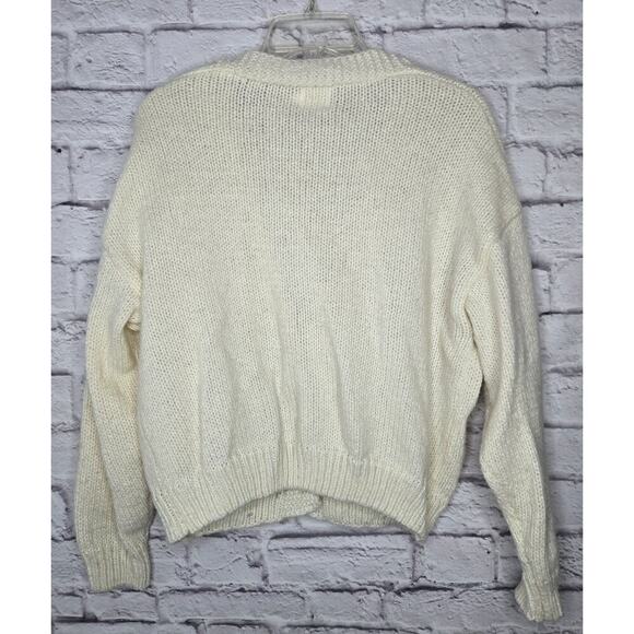 Luna Ivy Oversized Cream Strawberry Knit Cardigan Sweater Womens Medium Preppy - Picture 6 of 9